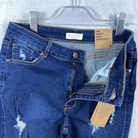 Blue Turtle Tobi Skinny Jeans Super Stretch RH2212 Distressed Womens Blue Size 9 - Picture 4 of 10